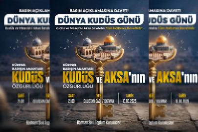 Batman'da "Dünya Kudüs Günü" için basın açıklaması yapılacak