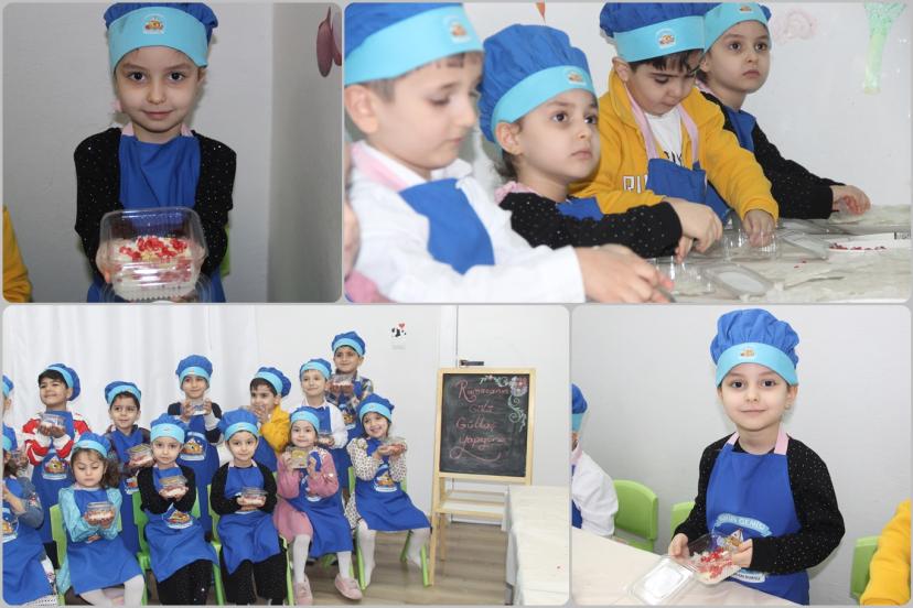 Tekne orucu tutan minikler aileleri için güllaç hazırladı