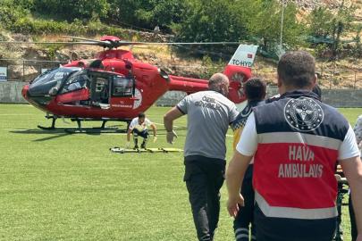 Malatya'da parmağı kopan kadın için ambulans helikopter havalandı